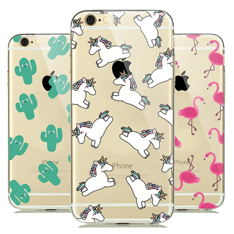 Transparant Unicorn Flamingo Soft Clear Case Cover for fundas iPhone 5s 6 6s 7 8 Plus