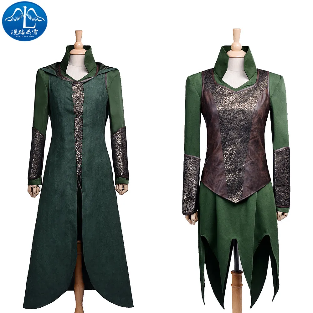 

ManLuYunXiao 2017 Cosplay Costume The Hobbit Tauriel Cosplay Green Dress Cosplay Women's Free Shipping Women Basic Custom Made