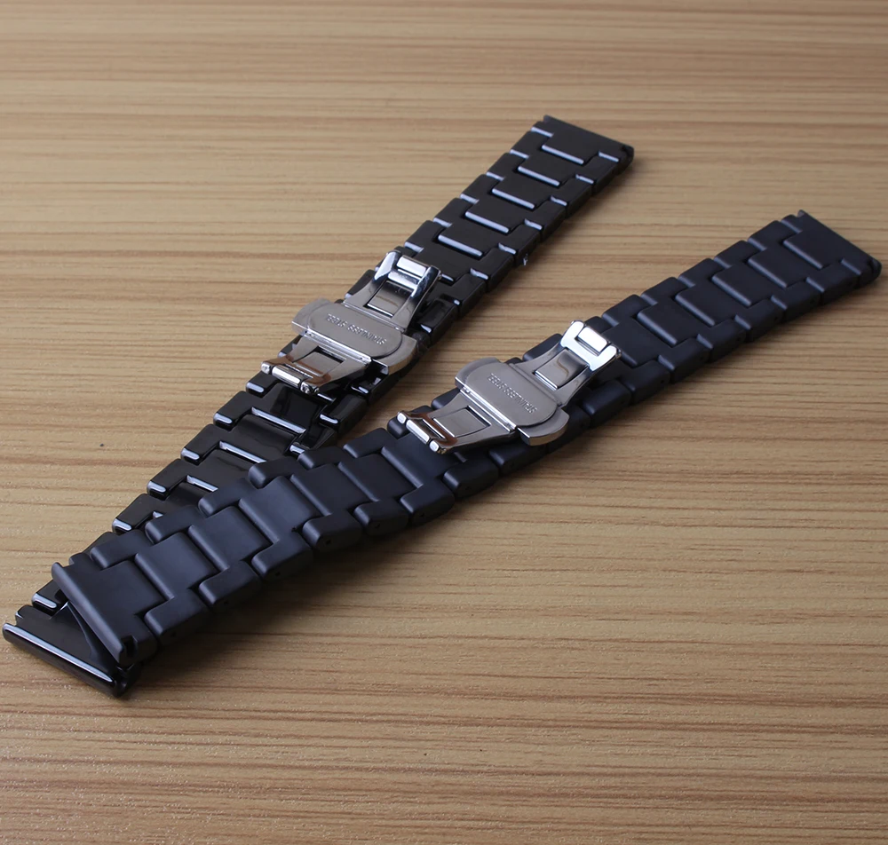 Керамический ремешок для часов 22 мм для samsung gear S3 Classic Frontier Watch Band застежка-бабочка ремешок на запястье продвижение матовый полированный