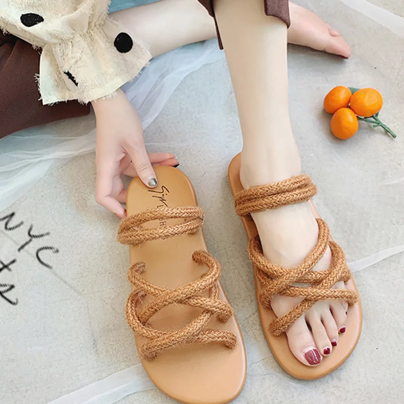 

VTOTA Women Sandals Casual Rome Gladiator Sandals Flat Beach Sandals Chaussures Femme Open Toe Summer Shoes Women'S Shoes