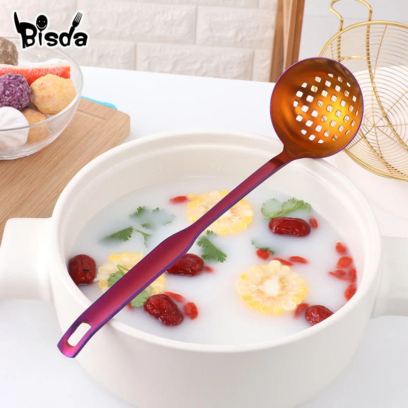 1 Piece Long Handle Soup Colander Stainless Steel Cooking Tools Gold Soup Ladle Kitchen Gadgets Wall Hanging Skimmer Strainer 1 Piece Long Handle Soup Colander Stainless Steel Cooking Tools Gold Soup Ladle Kitchen Gadgets Wall Hanging Skimmer Strainer