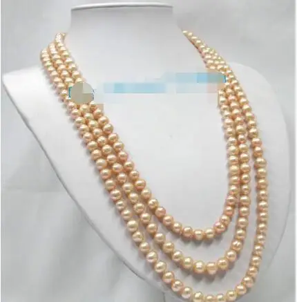 

Free Shipping >>>style 65" 9mm nature pink luster pearls necklace lengt