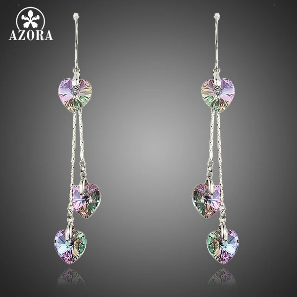 AZORA Romantic Dangling Heart Stellux Austrian Crystal Drop Earrings for Valentine's Day Gift TE0241