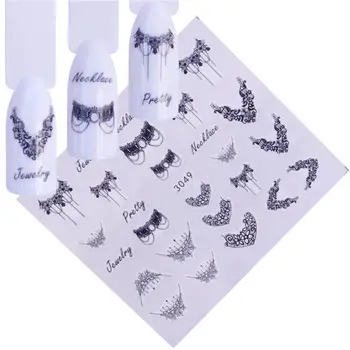 

YZWLE 1 Sheets DIY New Water Transfer Black/White Lace Nail Art French Tips Decals Sticker for Women Beauty Nail Art