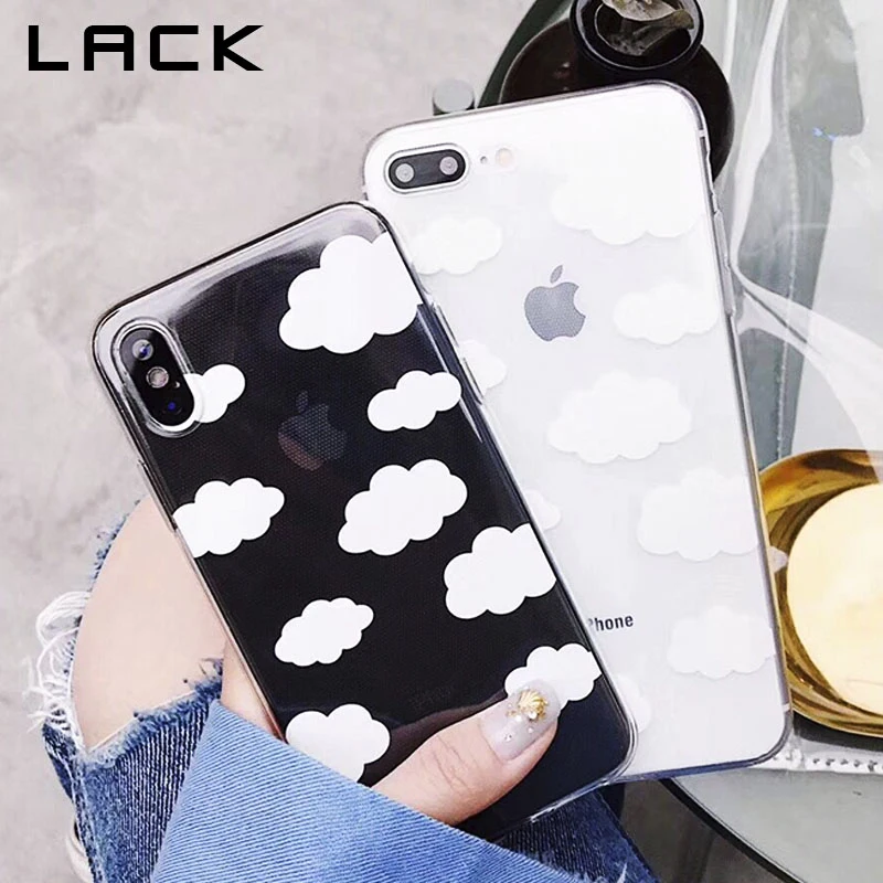 

LACK Cute White Clouds Phone Case For iphone X Case For iphone 6S 6 7 8 Plus Lovely Cartoon Back Cover Ultra Thin Soft TPU Cases