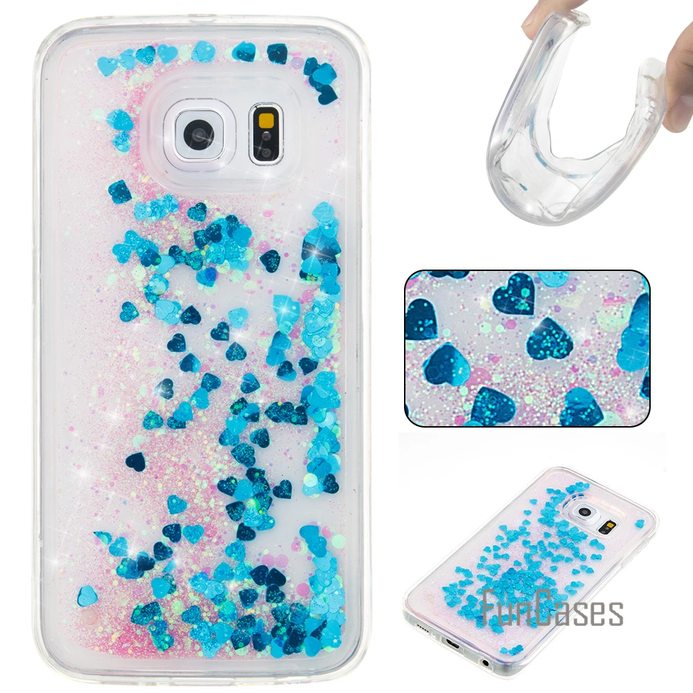 Жидкий Блестящий песок чехол для coque samsung S6 S7 Edge 5 1 дюймов Galaxy Чехол зыбучие