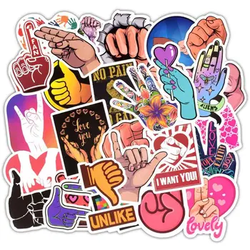 

50 PCS Gesture Stickers Kawaii Funny Ins Style Fashion Finger Heart Hand Sign Decal Sticker to DIY Scrapbooking Phone Laptop Car