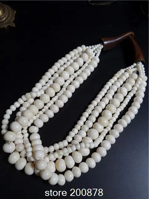 

TNL518 Genuine Tibetan Jewelry Tibet White Yak Bone Round Beade Multi Necklace Wholesale Tibet Jewelry
