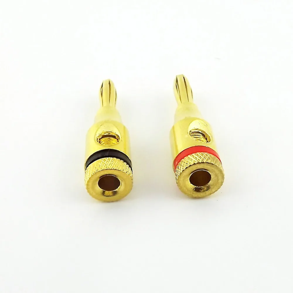 

20pcs 4mm Banana Plug Jack Solderless Speaker Adapter Gold Plated Connectors Binding Post Red/Black