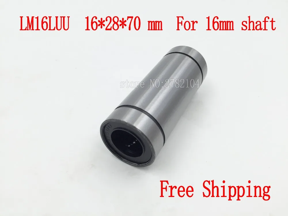 

Free shipping 2pcs/lot LM16LUU 16mmx28mmx70mm 16mm linear ball bearing bush bushing for 16mm rod round shaft cnc