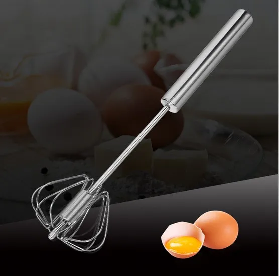 1PC Metal Egg Beater Metal Hand Pressure Rotary Semi Automatic Whisk