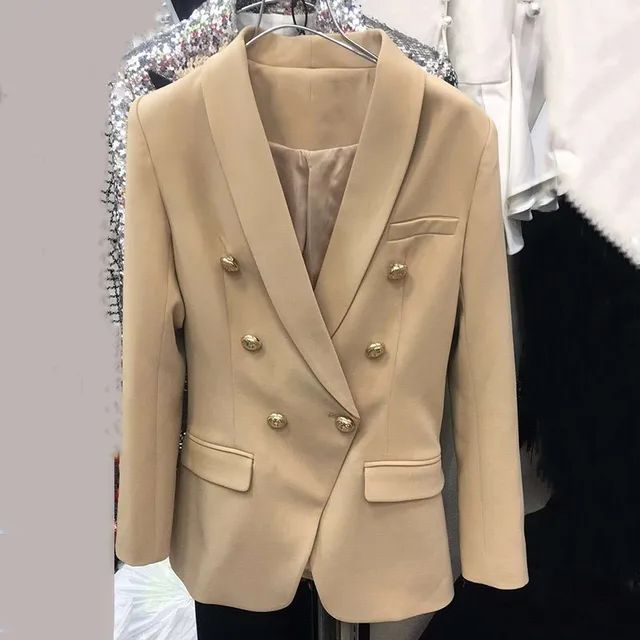 TWOTWINSTYLE Double Breasted Blazer Female Jacket Shawl Collar Long Sleeve Slim Women’s Suit Blazer 2018 Autumn Office Clothing