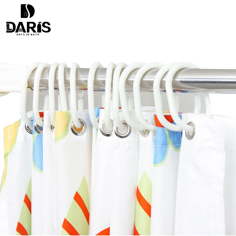 SDARISB 12Pcs/Pack Plastic Shower Curtain Hook Hanger Rings Hanger Bath Drape Loop Clasp Home