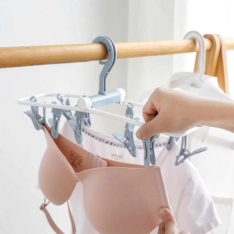 

12 Clips Hot Sale High Quality Pegs Multi-functional Folding Drying Rack Underwear Socks Clip Clothes Rack