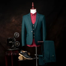 Мода на заказ Для мужчин костюмы куртка+ штаны+ жилет тонкий Для Мужчин's Пром Blazer брюки жениха торжественное платье Профессиональный платье