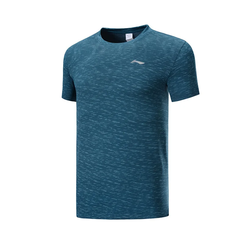 Li-Ning мужские футболки для бега с коротким рукавом, обычная посадка, нейлон, полиэстер, подкладка, спортивная сетка, дышащие футболки ATSP125 MTS3064 - Цвет: ATSP125-6H