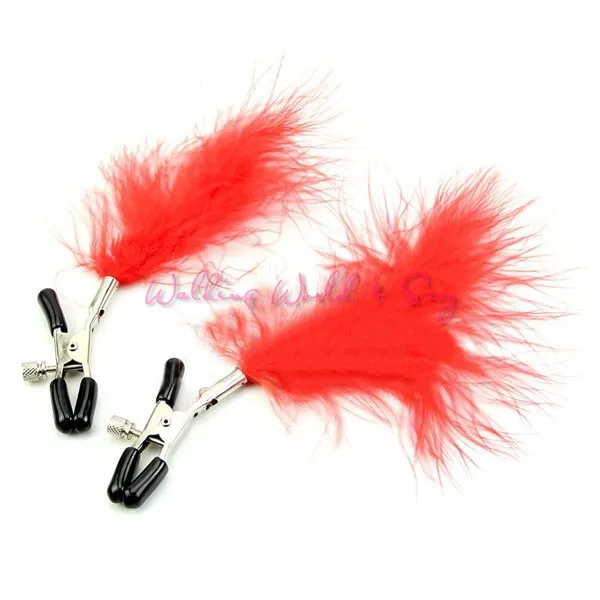 1 Pair New Feather Nipple Clips Breast Stimulate Nipple Clip Massage Fetish Flirt Toys Adult Game Products Erotic Toys For Women (1)