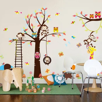 

Fantastic D0D2 Paradise Trees Animal Children's Room Wall Stickers Nursery Vinyl Sticker Zoo Home Decoration Fast Shipping