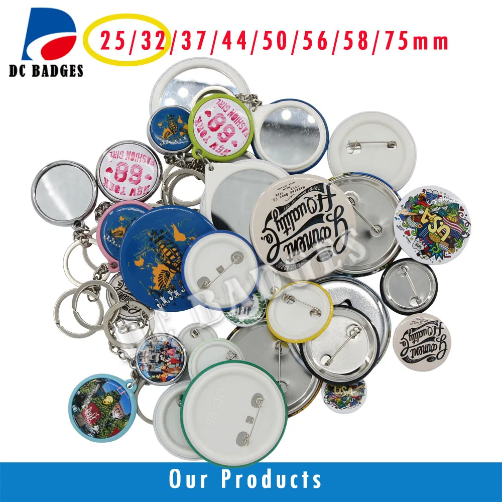 US $288.00 Free Shipping 50mm Badge Button Making Machine Adjustable Circle Cutter200 Sets Pinback Badge Material