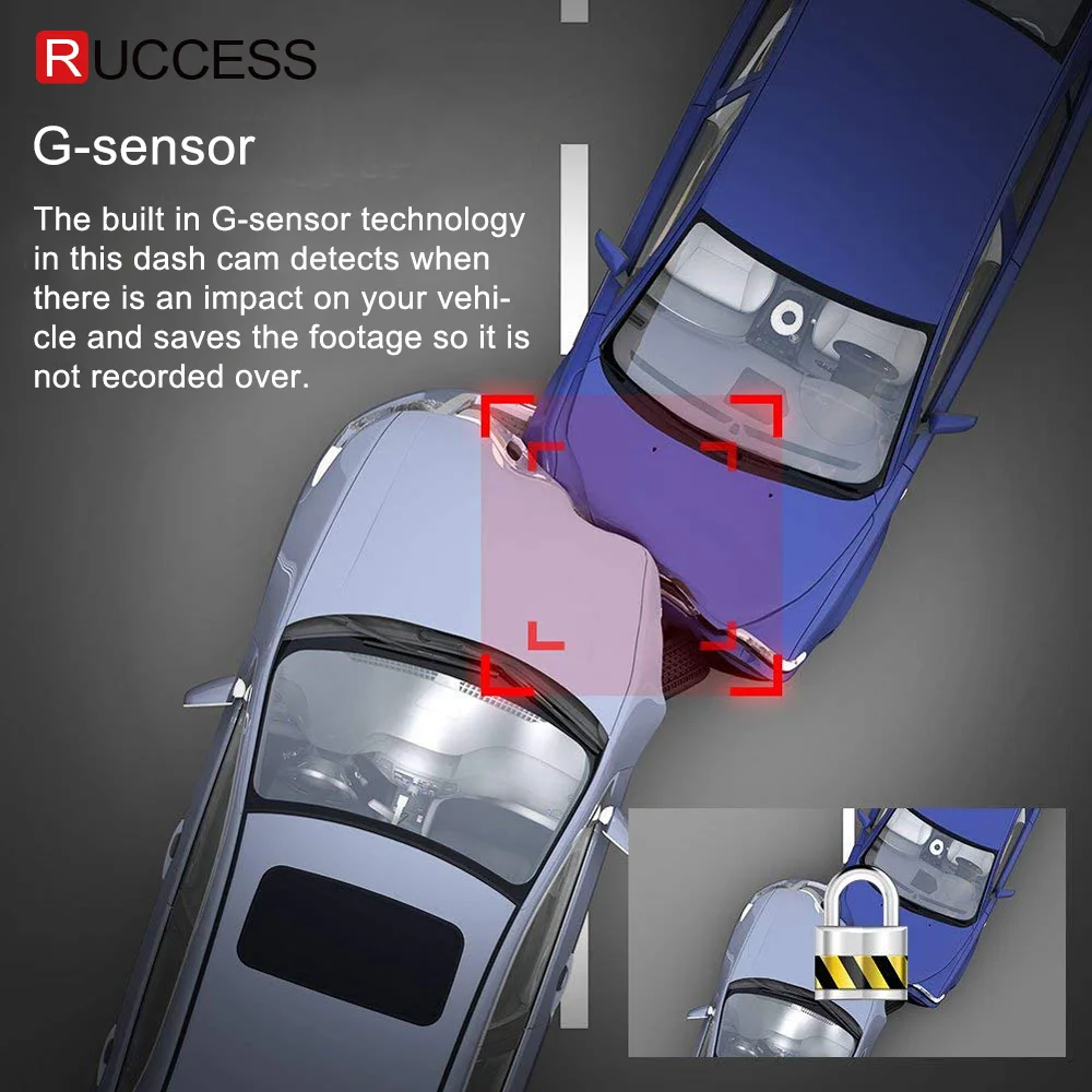  Ruccess GPS CAR DVR Dual Lens Dash Cam Full HD 1920*1080P Front and Rear Car Camera Recorder for Ca