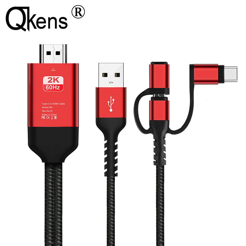 

1080P Display Video Adapter HDMI Cable For iPhone XS XR 8 Plus iPad iOS Micro USB Type C Samsung Note10 Android Phone to TV HDTV