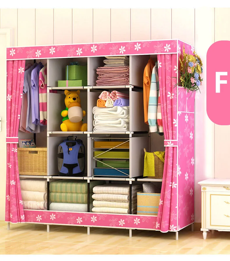 Simple Wardrobe Fabric Folding Cloth Wardrobe DIY Assembly Large Reinforcement Combination Closet Clothes Storage Cabinet