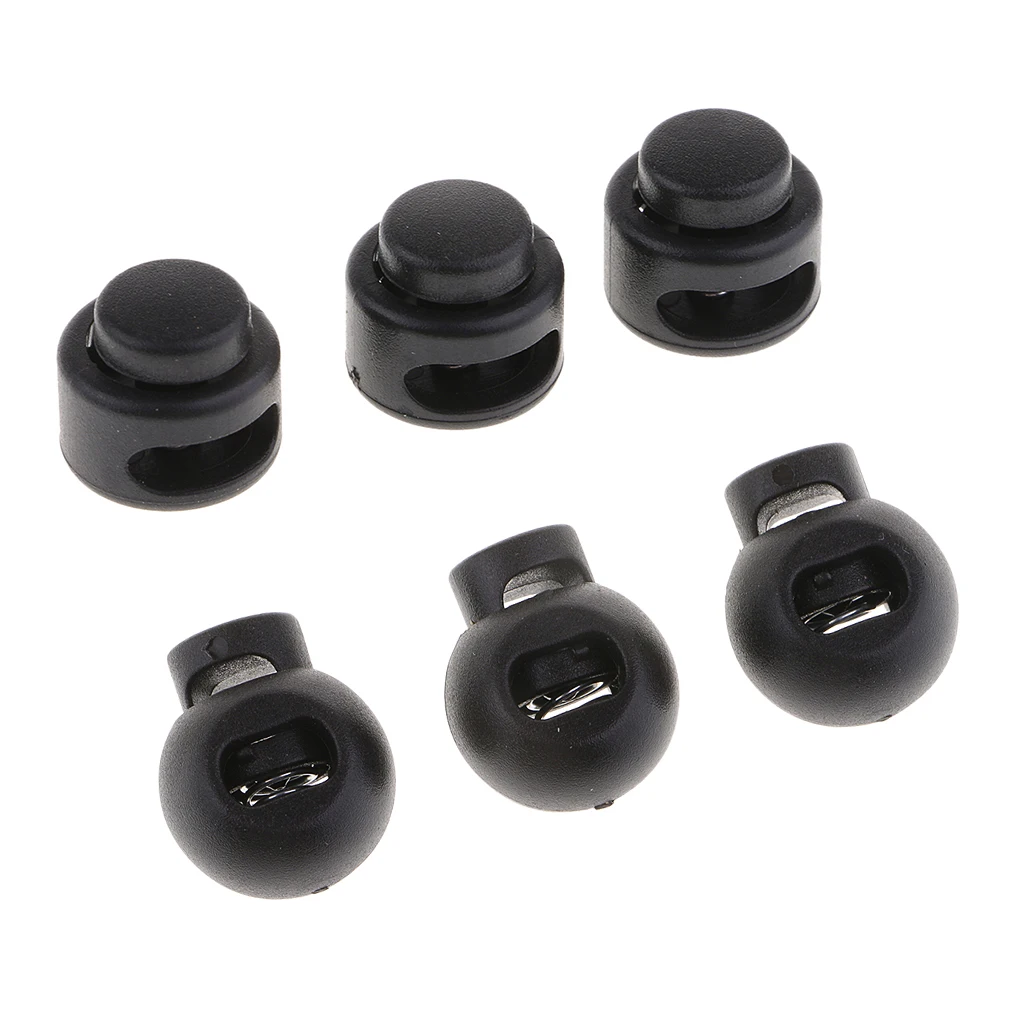  50Pcs Plastic Spring Cord Lock End Round Toggle Stoppers for Camping, Hiking, Shoelace Replacement, Sports, Backpacks 15mm