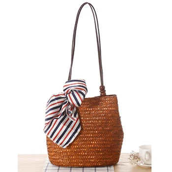 

2020 Fashion Beach Bag For Summer Casual Straw Shoulder Bags Famous Designer High Quality Women Traveling Handmade Woven Totes