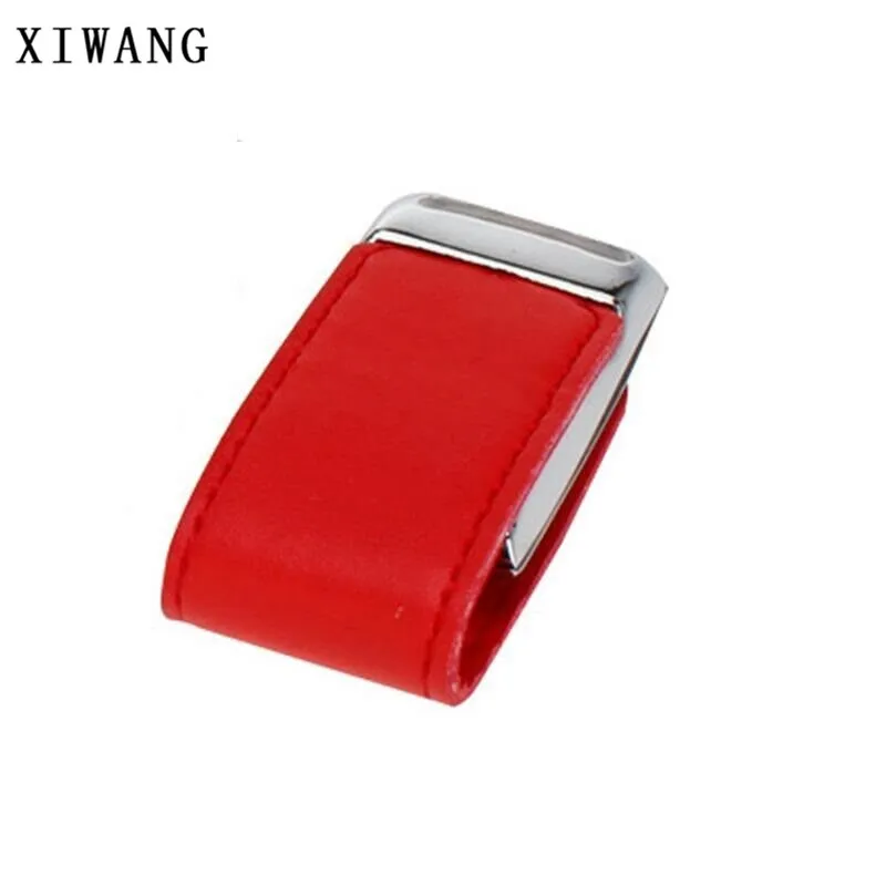 red leather metal key chain usb flash drive 4GB 8GB pen drive 16GB pendrive 32GB 64GB usb 2.0 creative usb memory stick wedding gift - Цвет: red