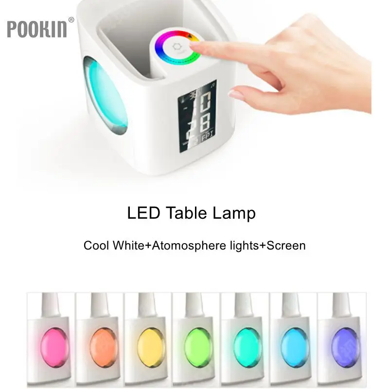  LED Eye Protect Dimming Desk Lamp LED Foldable Reading Table Lamp Light RGB Touch Control Calendar 