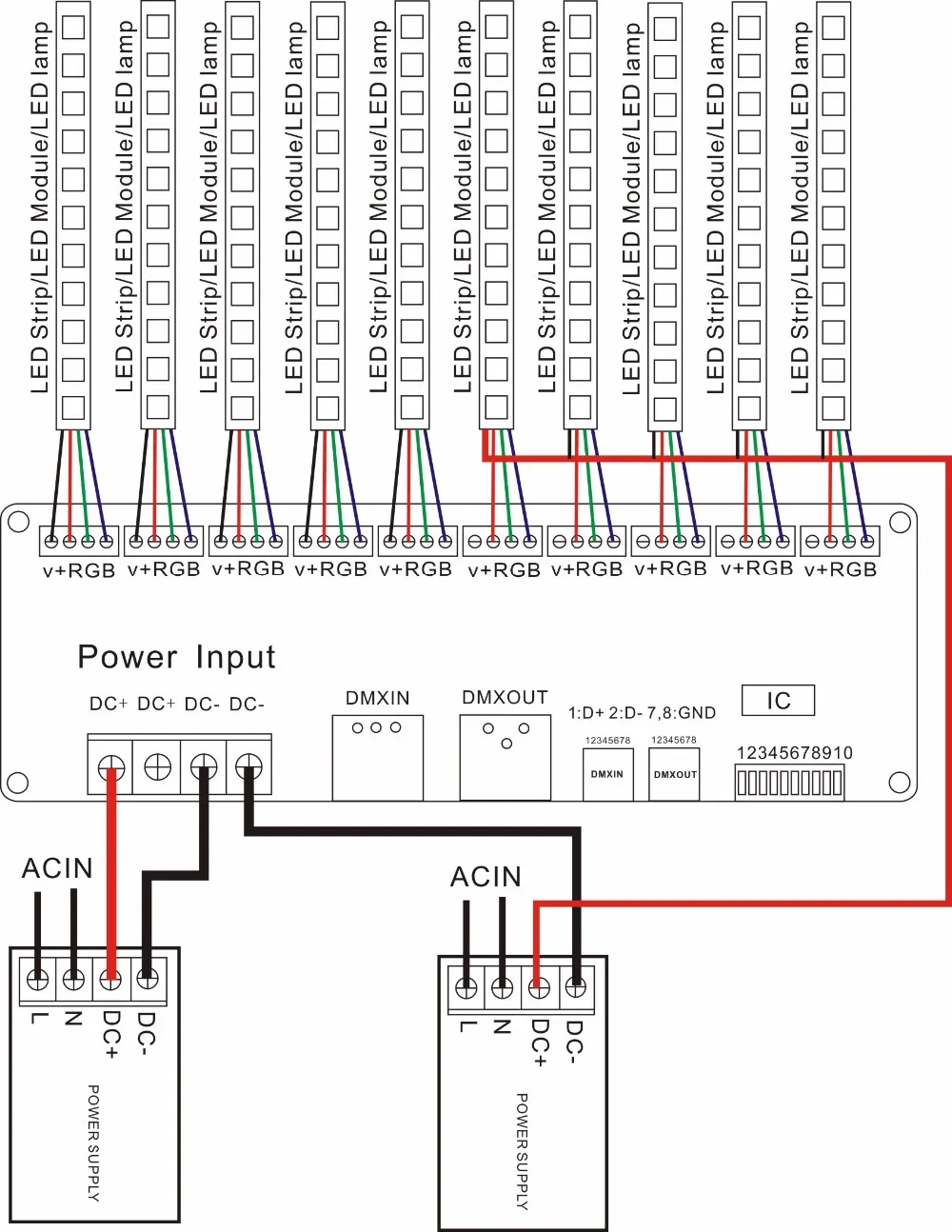 30 каналов DMX декодер DMX 512 RGB контроллер 30CH управление регулятором трехцветного света через цифровой протокол светодиодные полосы декодер диммер драйвер DC9V-24V