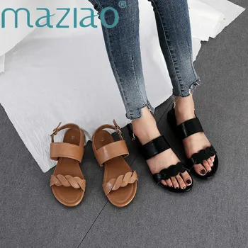 

Women Flat Sandals Flip Flops 2019 New Summer Rome Slip-On Breathable Non-slip Shoes Woman Slides Solid Casual Female MAZIAO