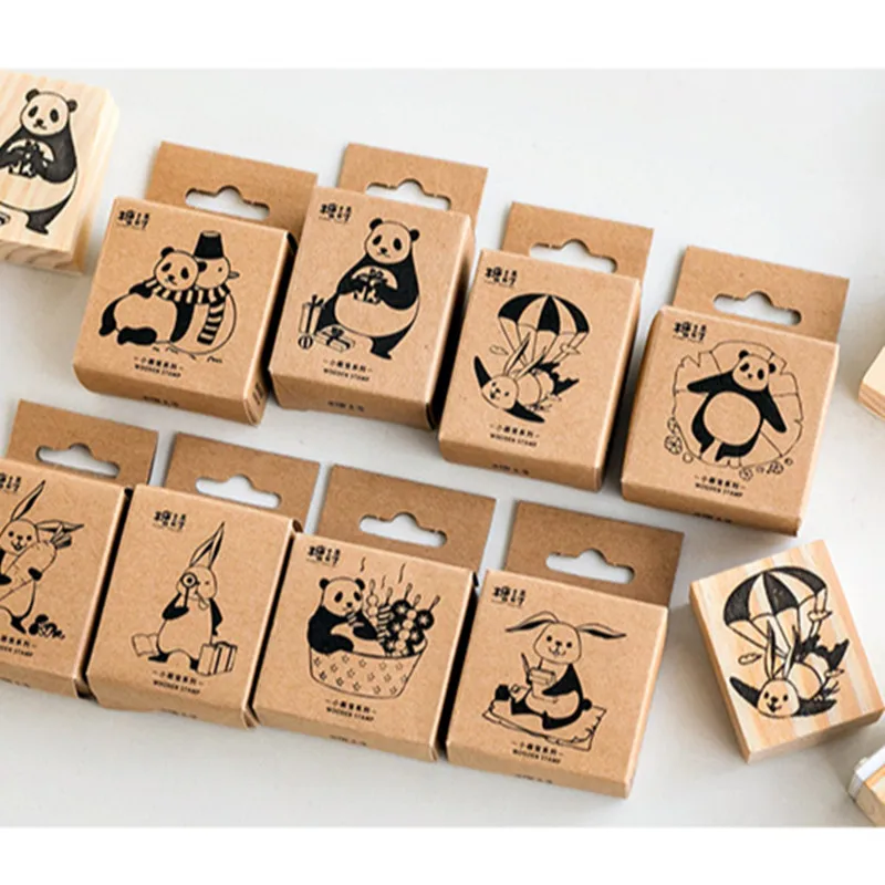 

Candy poetry panda life wood stamp Decorative DIY stationery scrapbooking Retail
