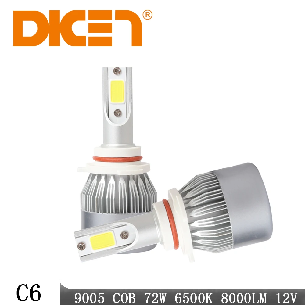 DIC Pair C6 COB LED Light Bulbs 9005 HB3 Car Headlights Lamp 100W