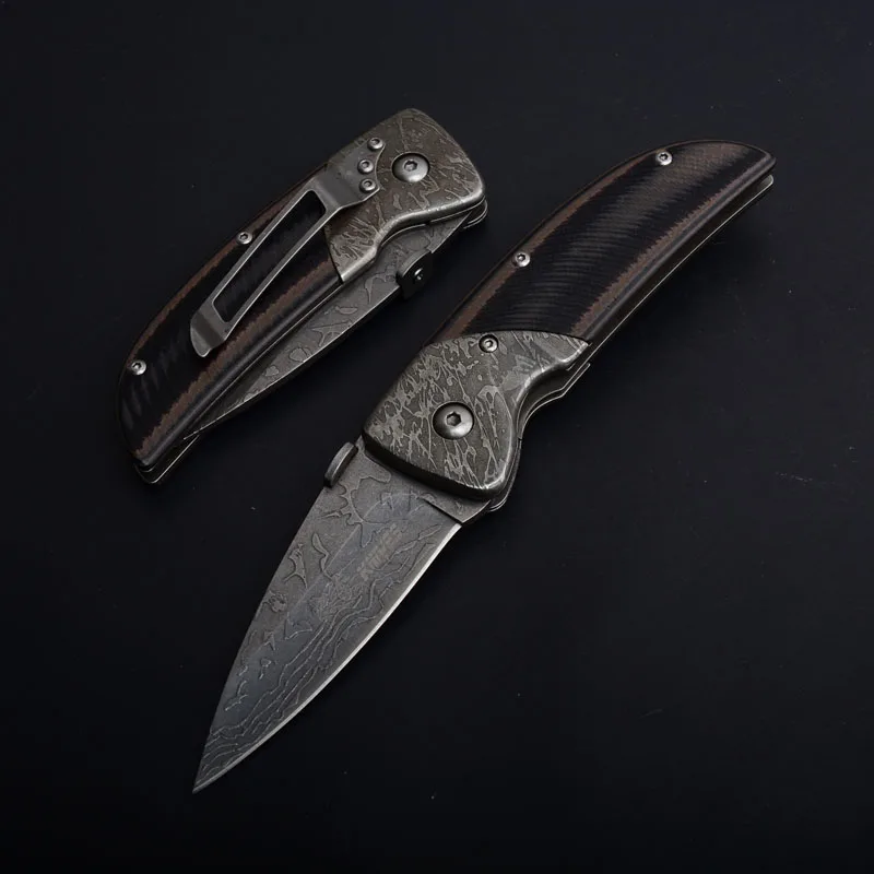 SR S088 damascus pattern tactical folding knife rescue edc tools (4)