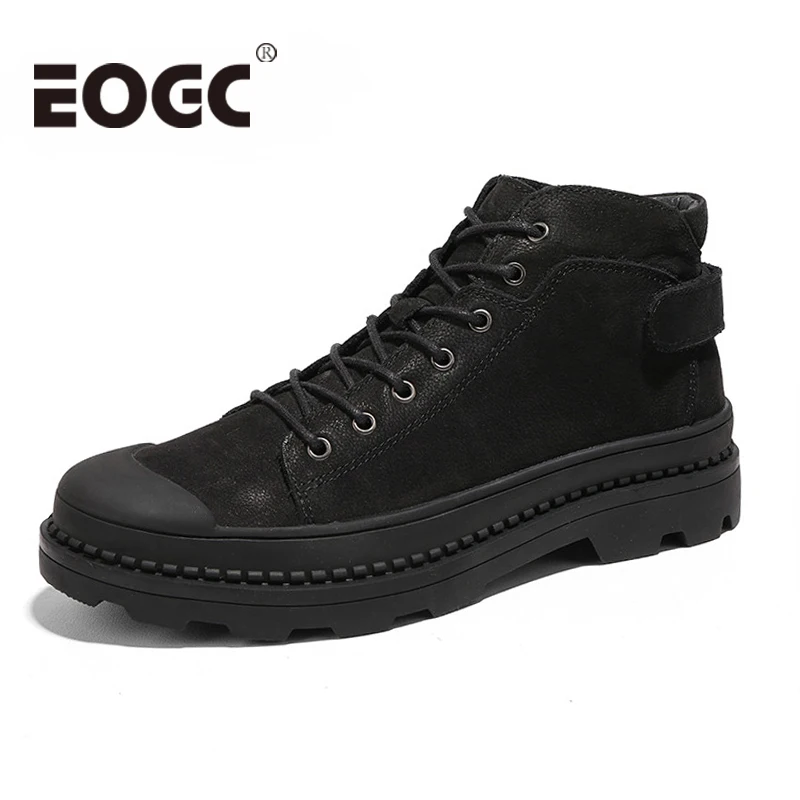 

Winter Men's Ankle Boots Genuine Leather Men shoes Fashion Casual Short Boot Super Warm Winter Snow Boots 46