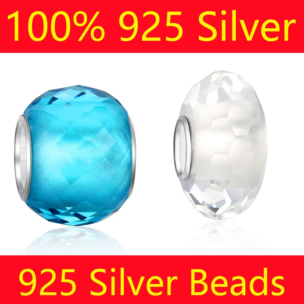 

VNISTAR Beads 15 Colors 100% S925 Sterling Silver Core Faceted Crystal Bead Charms Murano Glass European Beads For DIY Jewelry