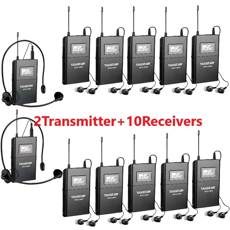 

Hot Takstar WTG-500 UHF Wireless audio tour guide system for Simultaneous interpretation/Teaching 2 Transmitter+10 Receivers