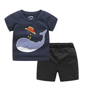 

New Summer Boys Cartoon Clothing Set Cotton Infant Toddler Baby Boys Top T shirt+Pants 2Pcs Suit O-Neck Printing Boys Clothes