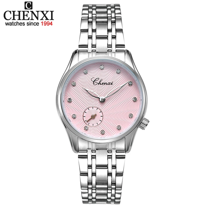 CHENXI New Fashion Elegant Leather stainless steel Watchband Women Quartz Watches Female Watch Women Lucky Wrist