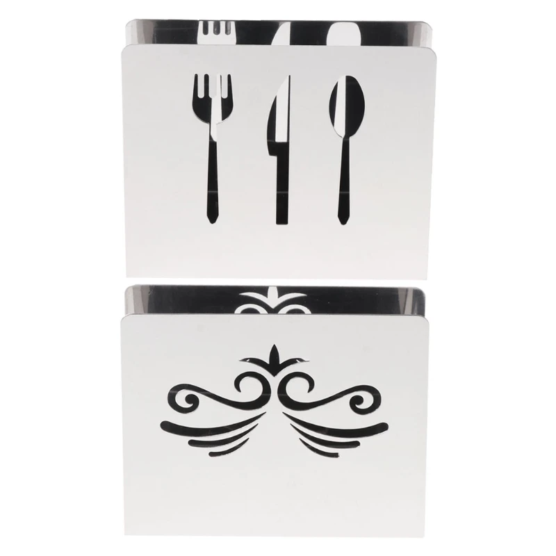 

Stainless Steel Napkin Rack Box Tissue Holder Cutlery Floral Hollow-Out Design Table Decoration Tissue Boxes