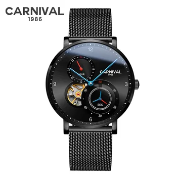 

Ultrathin tourbillon automatic mechanical watches men genuine leather strap waterproof men watch clocks reloj erkek kol saati