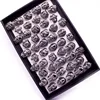 Wholesale lot 12 pcs Black Mix Men Gift Men Punk Style Jewelry Skull Ring Skeleton Pattern Man Gothic Biker Rings Party Gift 3