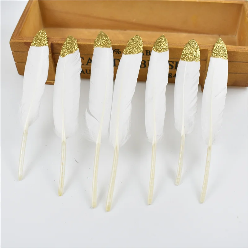 Wholesale Gold Dipped Duck Feathers Goose Feathers for Crafts 10-15CM/4-6inch Natural Pheasant Feather Plumes for Jewelry Making