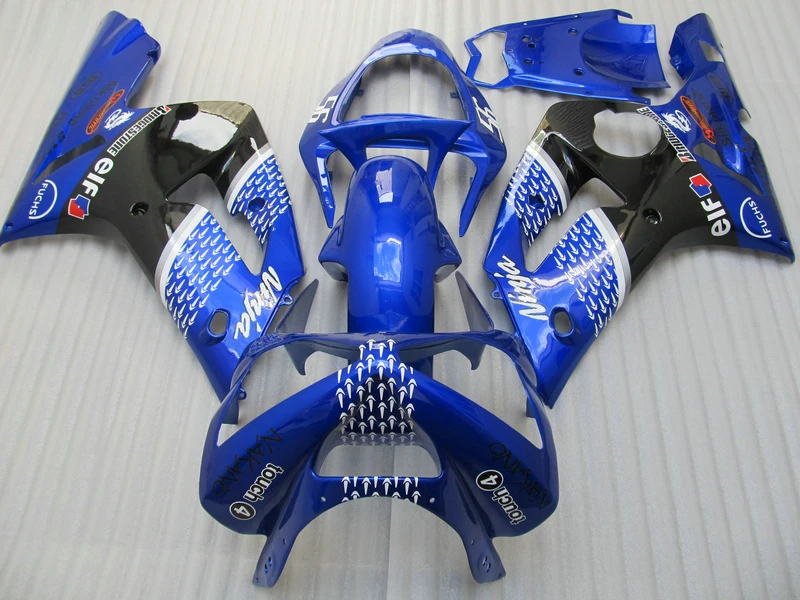 

Injection molded free customize fairing kit for Kawasaki Ninja ZX6R 03 04 blue black fairings set ZX6R 2003 2004 OT23