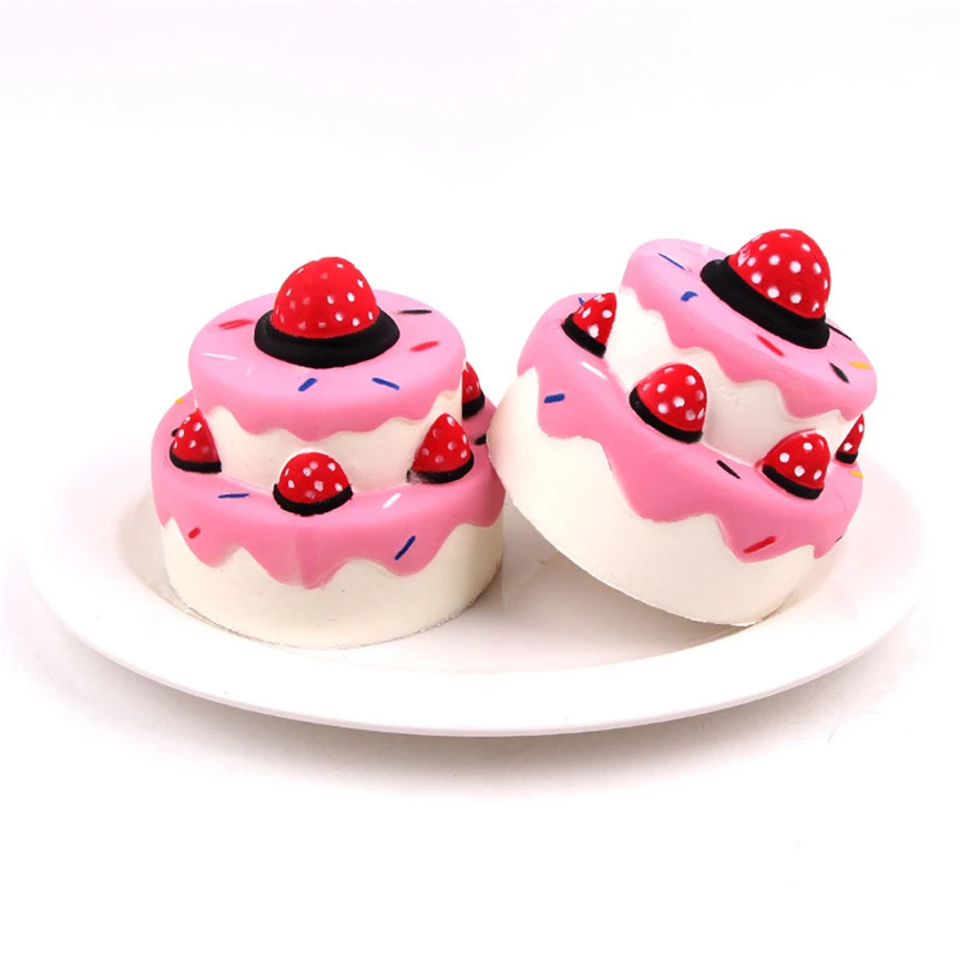 

2019 Chiren Toy Pink Squishies Strawberry Cake Scented Slow Rising Squeeze Toys Stress Reliever Toys D10##