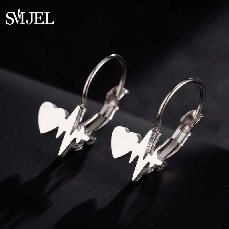 

SMJEL Stainless Steel Wave Heartbeat Hoop Earrings ECG Induction Medical Jewelry for Nurse Doctor Women Earrings pendientes aro