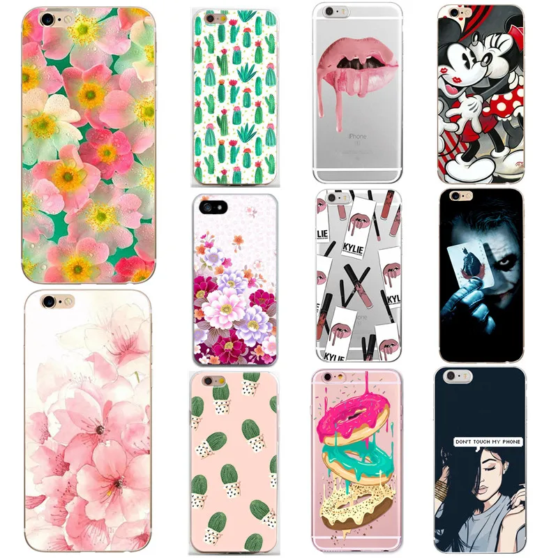 

Soft Silicone Tpu Back Cover Case For Iphone 6 S 6S 7 8 Plus 5 5S X Beauty Flower Phone Cases For iPhone 7 7Plus 8Plus 10 Coque