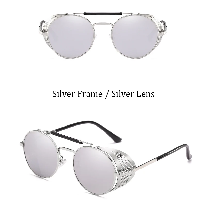 Psacss, новинка, круглые солнцезащитные очки в стиле стимпанк, для женщин и мужчин, металлическая оправа, Ретро стиль, брендовые, дизайнерские, Ретро стиль, солнцезащитные очки, высокое качество, UV400 - Цвет линз: ATYRA09-6