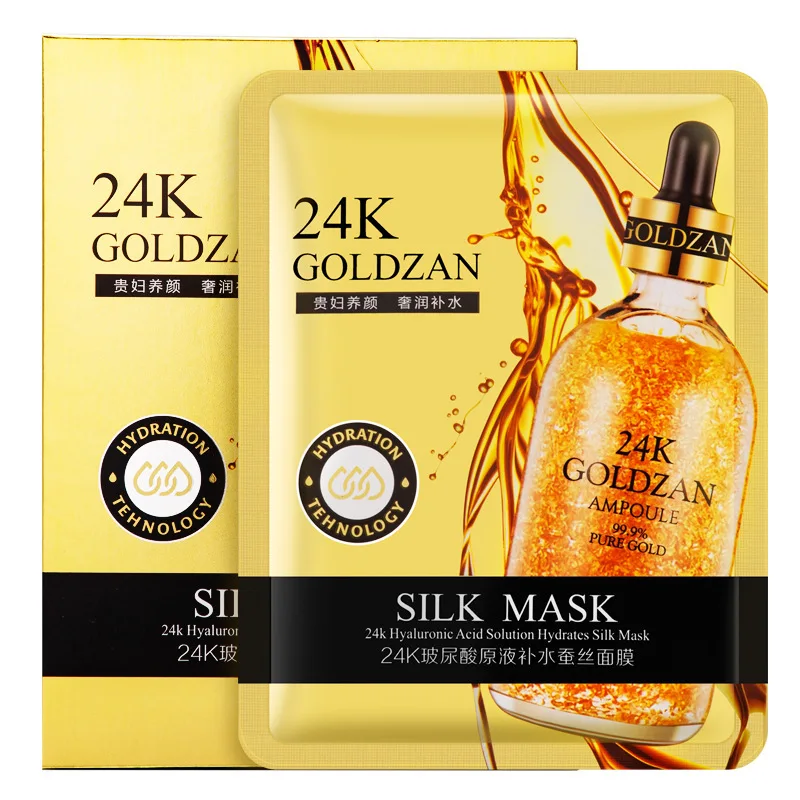 

24K Gold Hyaluronic Acid Silk Facial Mask Moisturizing Hydrating Skin Care Oil Control Shrink Pore Anti Aging Anti Wrinkle korea